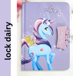 Extraposh Unicorn Cute Diary Lock Password With Pen For girls(Random color) Regular Diary unrulled 60 Pages