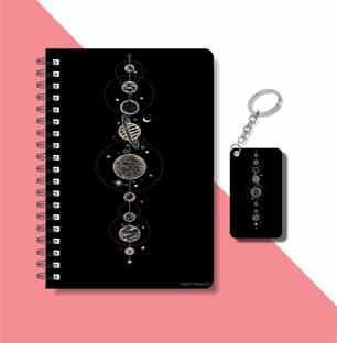 craft maniacs SPACE DIARY & KEYCHAIN A5 Notebook RULED 120 Pages
