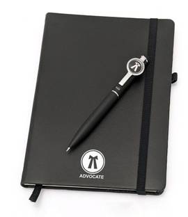 UJJi Advocate Logo Clip Metal Pen with Notebook A5 Gift Set Ruled 186 Pages