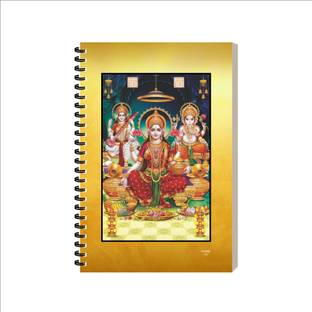ESCAPER Laxmi Ganesh Saraswati Devotional Diary Notebook, Laminated soft cover Notepad A5 Diary Ruled 160 Pages