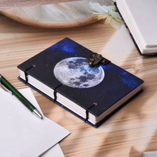 NIZAM HANDICRAFT Blue moon Printed Diary Notebook With Lock Clasp For Gift/Office A5 Diary 200 200 Pages