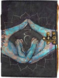 DI-KRAFT Shanka Mudra Printed Rexine Cover journal Diary with Vintage Old Pages-200 Pages A4 Diary Unruled 200 Pages