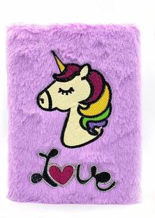 MG TRADING Unicorn Soft Plush Feather/Lovely Notebook Diary with Different Design Assorted Diary Rulled 160 Pages