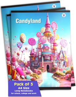 Target Publications Long Notebooks | Candyland | Single Line Copy | A4 Size | 172 Pages | Set of 3 A4 Notebook Ruled 172 Pages