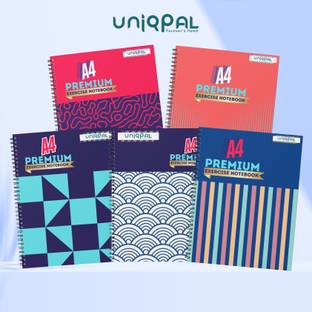 UNIQPAL Spiral Binding Long Notebook-Single Line 75 GSM A4 Note Book Ruled 200 Pages