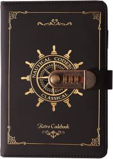 QCEN A5 Retro Secret Notebook, Notepad Notebook (Rudder Design), PU Leather with Lock A5 Diary Ruled 222 Pages