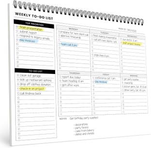 TTWONE Weekly To Do List Spiral Planner Pad,Desk Notepad with Multiple Sections A4 Note Pad Undated Planning Notebook Checklist, ToDo Agenda Plan 60 Pages