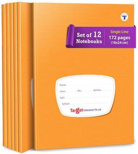 Target Publications Small Notebooks Single Line | Copy | Writing Book |18x24 cm| GSM 58 | Set of 12 Regular Notebook Ruled 172 Pages