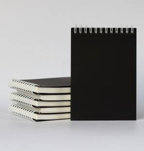 INNAXA Spiral Eco-Friendly Notepad Black Cover,White Wiro A6 Note Pad Dotted 100 Pages