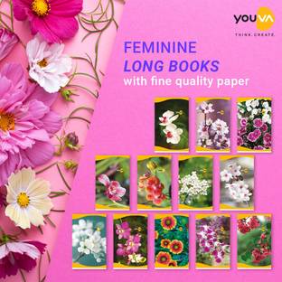 NAVNEET Youva Soft Bound Long Book Feminine Series 17x27 cm Regular Notebook Single Line 172 Pages