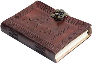 KRISHNA HANDICRAFTS Handmade Leather Journal Diary 7x5 Blank Pages with Metal Lock A5 Diary unruled 100 Pages