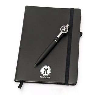 UJJi Advocate Logo Clip Metal Pen with Notebook A5 Gift Set Ruled 186 Pages