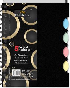 FREEMIND 5 Subject 21.6 x 14 cm Regular Notebook Single Line Versatile for School, Home & Office 300 Pages