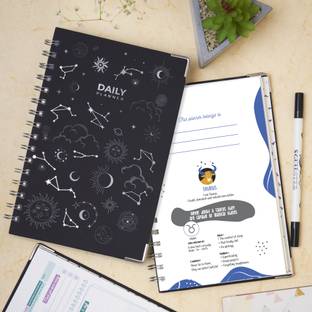Doodle Hard Bound Zodiac Sign Daily A5 Planner Ruled 192 Pages