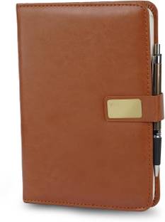 Excel Premium PU Leather Office Notebook Journal with Smart Magnetic Flap Closure A5 Notebook with Pen Holder Ruled (Cover Design may be Different) 192 Pages