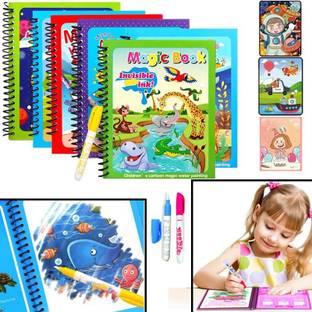 Bestie Toys Magic Water Book Quick Dry Book Water Coloring Book with Magic Pen Painting Book
