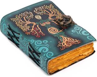 CRAFT JUNKY Vintage Leather Journal Diary with Lock Deckle age Paper A5 Journal Plain 200 Pages