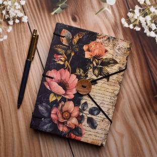 Al Zohra Handicraft Leather Cardboard Flower Print Special Binding A5 Diary Notebook A5 Notebook Unruled 200 Pages