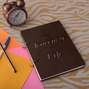 SANCORP Ring Lock Wooden Diary Notebook Journal Planner Unruled Wooden Diary Scrapbook. A5 Diary Single ruling 100 Pages