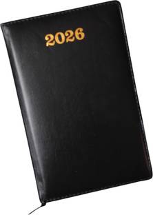 Picso PU Leather Finish Hard Bound 2025 Executive Diary Planner Sunday Half page Regular Diary 2026 with Pen Holder (Cover Design may be Different) Ruled 340 Pages