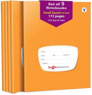 Target Publications Small Square Ruled Notebooks | Square 9 mm | 172 Ruled Pages | Hard Brown Cover | 15.5 cm x 19 cm Approx | Maths Exercise Small Grid Notebooks | Pack of 5 Books | Regular Notebook Ruled 860 Pages
