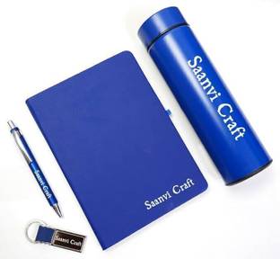 Unerya Studio Customized Personalized 4 In 1 Engraved Water Bottle, Pen With Diary A5 Diary 365 Pages
