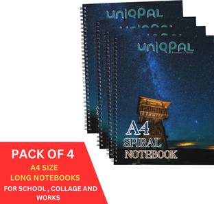 UNIQPAL Set of 4 A4 Notebook UNRULED 200 Pages
