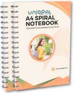 UNIQPAL Plain Spiral notebook | A4 Size(210x297mm) | 75GSM | 400 Pages (200 pages x 2) | A4 Notebook Unruled 400 Pages