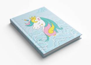 AccuPrints Blue unicorn hardbound Diary A5 Diary Ruled 200 Pages