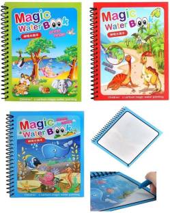 Extraposh Magic Water Book with Pen for Kids Magic Quick Dry Book Water Coloring Book A5 Notebook study 40 Pages