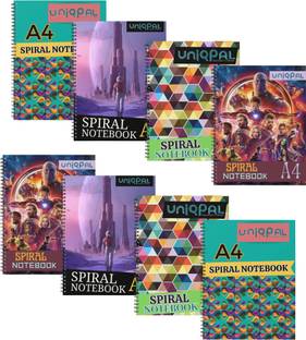 UNIQPAL SET OF 8 A4 Notebook RULED 200 Pages