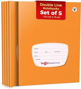 Woodsnipe Double Line Notebooks | 176 Ruled Pages | Small Two Line Notebooks | Hard Brown Cover | 15.5 cm x 19 cm Approx | Pack of 5 Books | For School, College and Office Use | GSM 60 Regular Notebook Two lIne 880 Pages