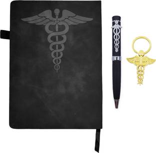 Ab Sab Doctor Symbol Diary Pen Or Golden Key chain A5 Planner Ruled 100 Pages