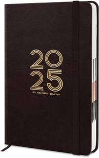 Jhingalala Hardbound Leather Cover New Year Diary 2025 with Dates and Monthly Planner 2025 A5 Diary Ruled 344 Pages