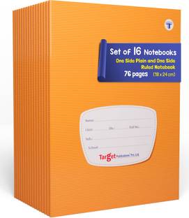 Target Publications Single Line Interleaf Notebooks | Copy Writing Book |76 Pages|18x24cm|Pack of 16 A5 Notebook One Side Ruled & One Side Blank 1216 Pages
