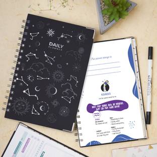 Doodle Hard Bound Zodiac Sign Daily A5 Planner Ruled 192 Pages