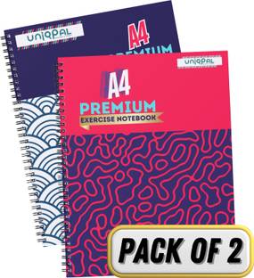 UNIQPAL Spiral-Bound Unruled Notebook 400 Pages (200 PAGES X 2 NOTEBOOK) A4 Notebook Unruled 200 Pages