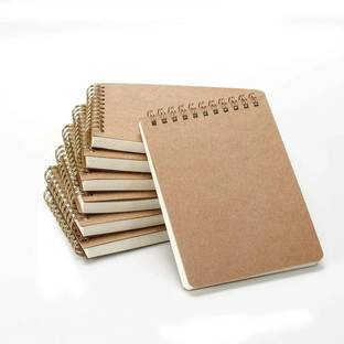 INNAXA Kraft Cover Top-Bottom Spiral Notebooks A6 Note Pad Blank 100 Pages