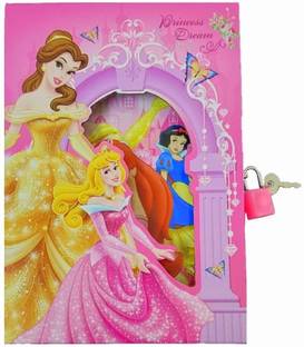 AuM Princess Doll Theme Hard Cover Lock Diary for Students Regular Notebook Rulled 40 Pages