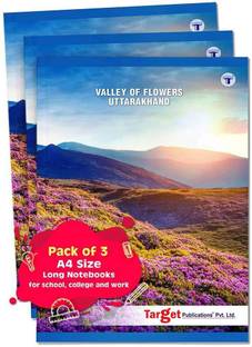 Target Publications Long Notebooks | Valley of Flowers | A4 Size Copy Set | 21 x 29.7 cm |Set of 3 A4 Notebook Ruled Pages 140 Pages