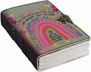 DI-KRAFT Printed Designer leather cover Diary with Lock For Office|Gift|SIZE 5*7 INCHES A5 Diary unruled 200 Pages