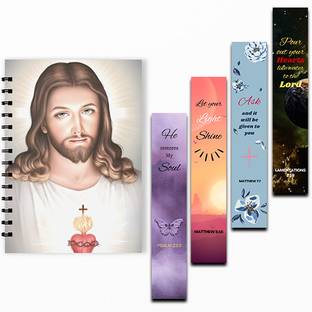 RINKON Jesus Notebook With Bookmark Christ Diary Unruled Christian Diary Devotional A5 Note Book Unrulled 160 Pages