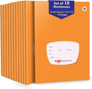 Woodsnipe Small Maths Square Ruled Notebooks | Square 9 mm | 176 Pages A5 Size | Soft Brown Cover | 18 cm x 24 cm Approx | Maths Notebook for Exercise and Practice | Pack of 16 Books | GSM 60 A5 Notebook Square ruled 2816 Pages
