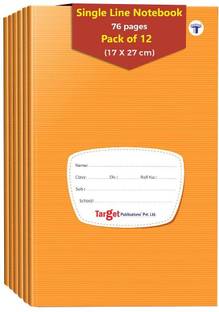 Target Publications Single Line Small Notebooks | Writing Copy Book|17x27 cm Approx | 12 Regular Notebook Ruled 76 Pages