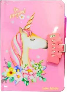 Taufa Villa Unicorn Diary with Lock & Key for Girls Return Gifts Diary Notebook A5 Diary Ruled 140 Pages