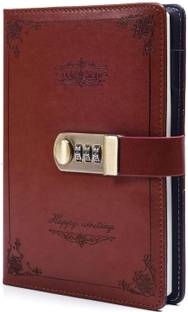 SIMHI Metal Lock Diary PU Leather | With Pen Holder | Digital Password Locking Diary A5 Diary Single Rule 200 Pages