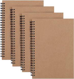 LABUK 4 Packs Spiral Notepad A5 Kraft Cover Notebooks Bulk Journals A5 Notebook Ruled 50 Pages