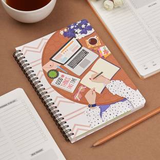 Doodle Wiro-Bound Undated Daily Planner|5.7x8.25",80gsm|3 Months Schedule,To-Do List A5 Planner Ruled 175 Pages