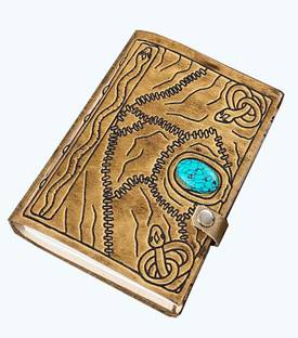 MAKENSTYLECOLLECTION HOCUS POCUS ART Leather Stone Journal Metal Lock A5 Journal UNRULED 200 Pages