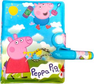 Caught Trendy Cute Cartoon Printed Designer Peppa Pig Mini Motivational Pocket Dairy For Kids Pocket-size Notebook Both Side Rule 60 Pages